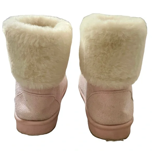Olivia Miller Girl Shimmer Winter Fur Trim Ankle Boots, Pink Size 4 (Big Kid) - Picture 7 of 10